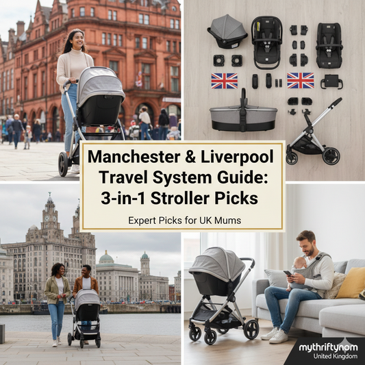Manchester and Liverpool travel systems featuring 3-in-1 strollers, reversible seat prams and weather-ready pushchairs for North West families