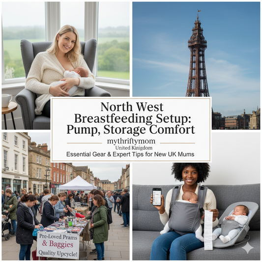 North West breastfeeding setup featuring breast pumps, milk storage bags, nursing pads, nipple care and comfort essentials for new mums