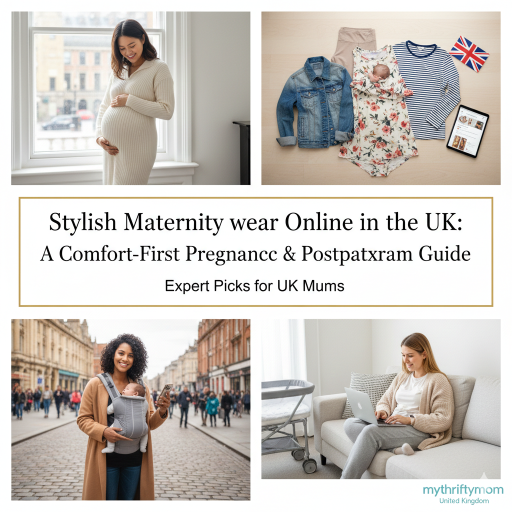 Stylish UK maternity wear including comfortable pregnancy clothing, nursing-friendly tops, postpartum recovery essentials and breastfeeding supplies