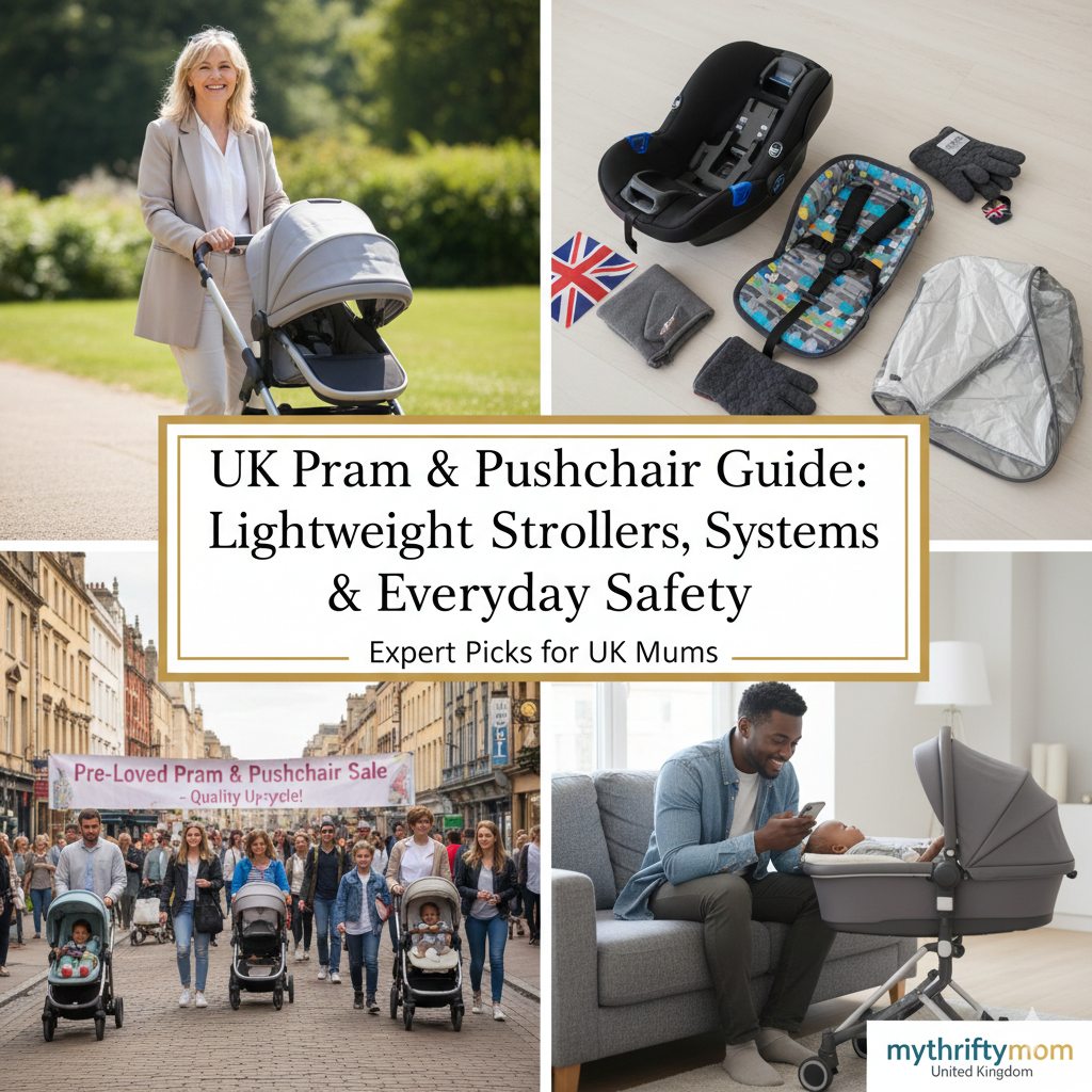UK pram and pushchair guide featuring lightweight strollers, 3-in-1 travel systems, umbrella buggies and baby safety accessories
