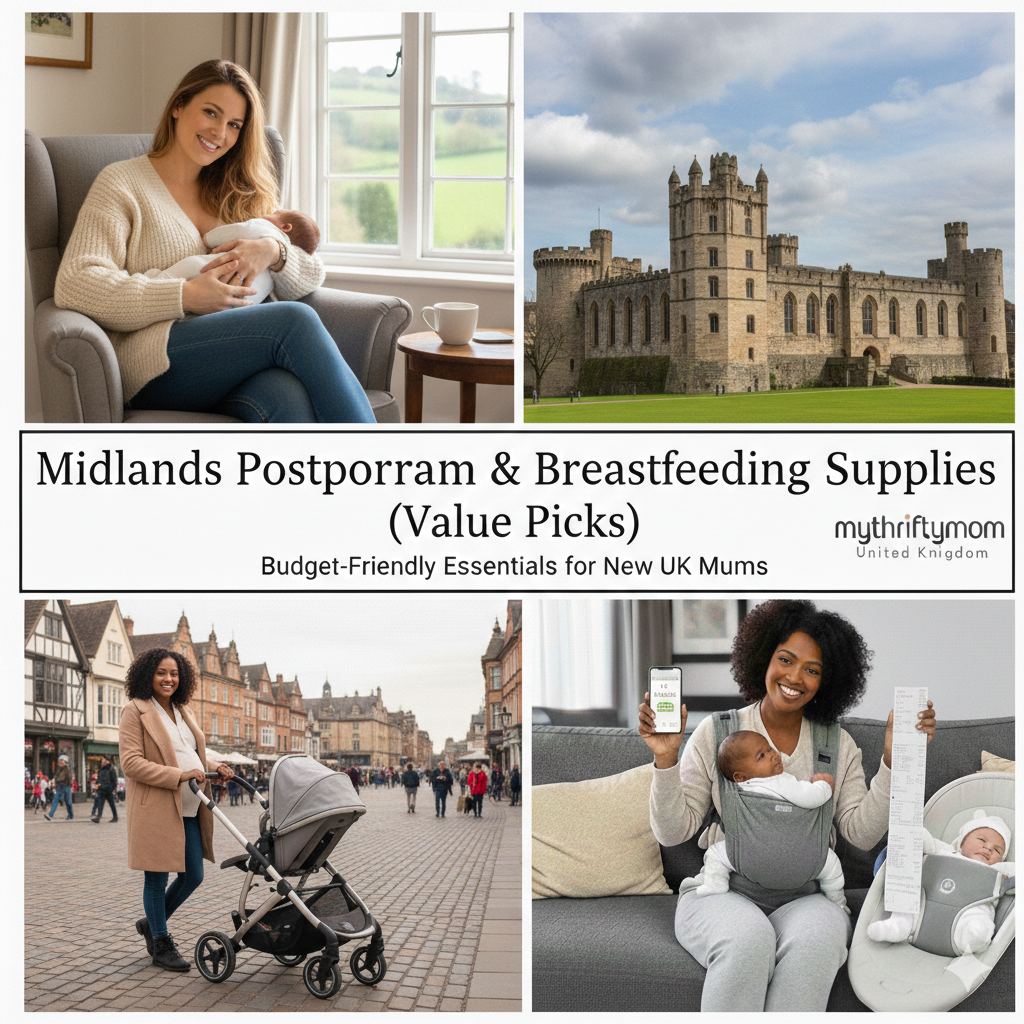 Midlands postpartum and breastfeeding value picks including recovery essentials, breast pumps, milk storage bags and nursing comfort supplies