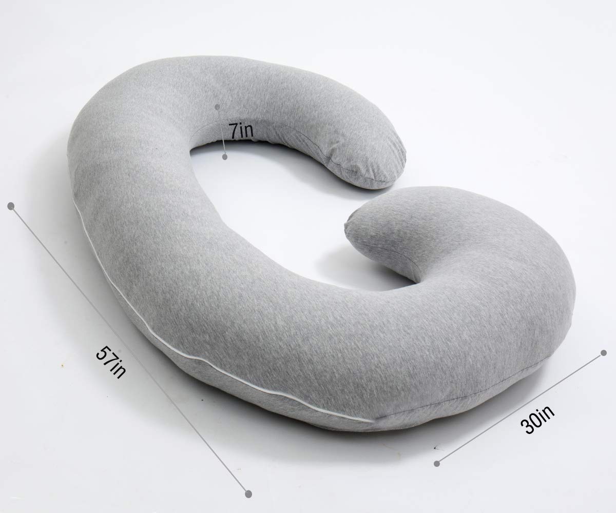 1 MIDDLE ONE pregnancy pillow side view highlighting hip and back support