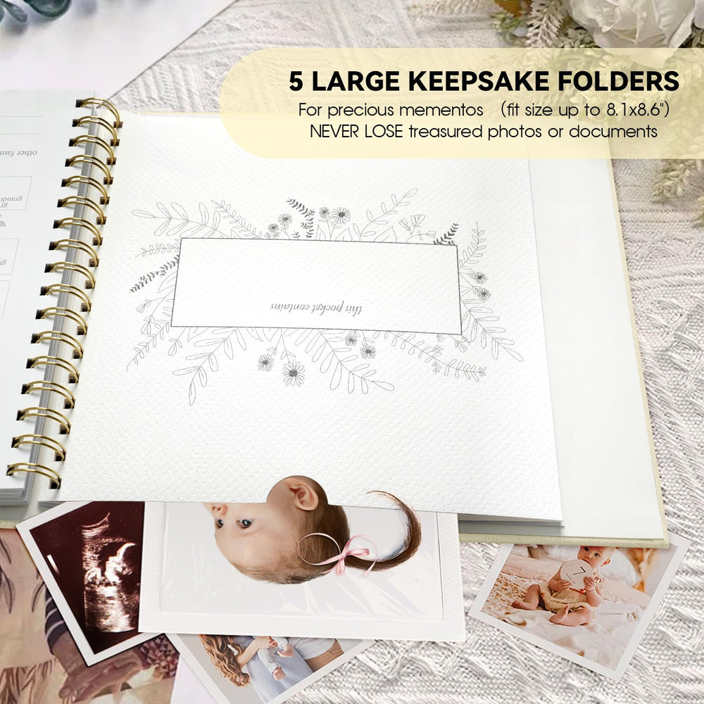1DOT2 Five keepsake pockets store hospital bracelets and tiny mementos