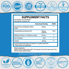 1Q Immune acerola cherry flavor note appealing to children during routine.