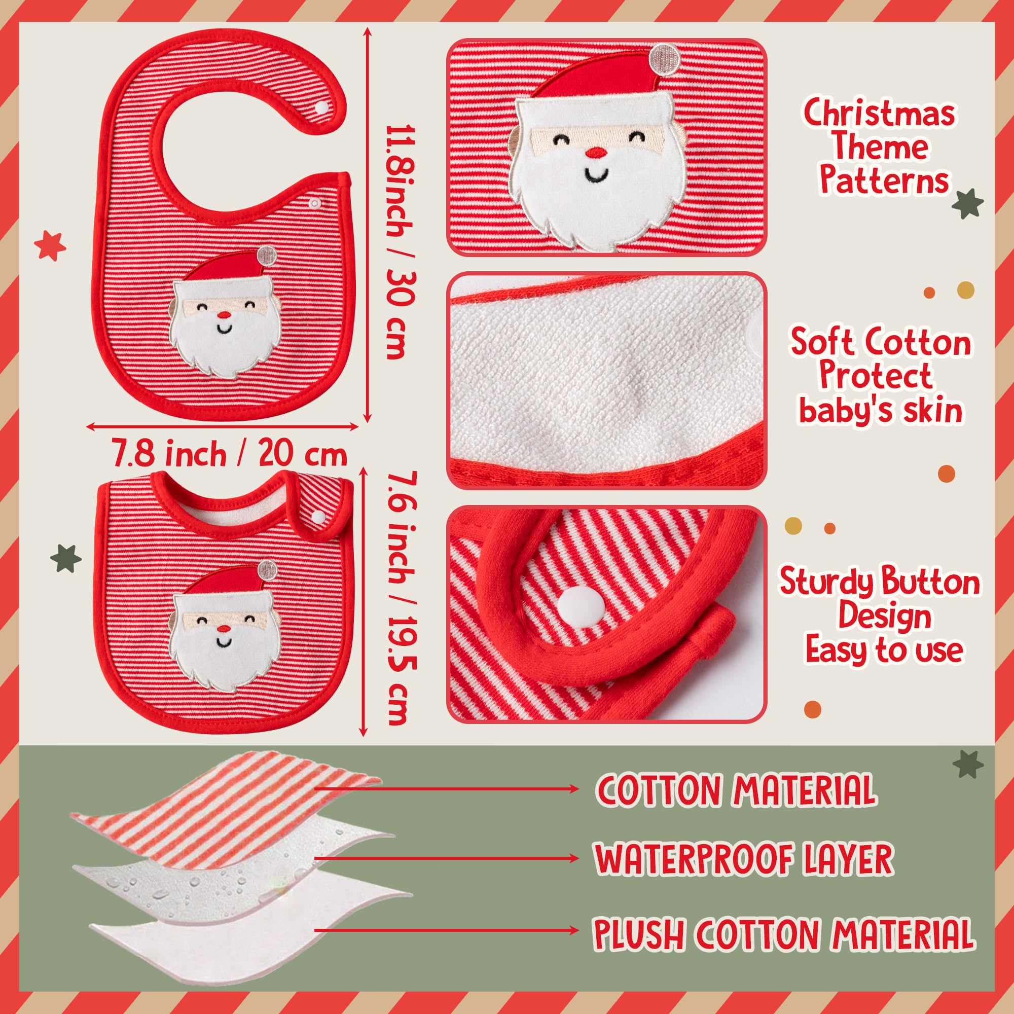 2ooya baby bib with resin buttons adds festive charm to daily wear.
