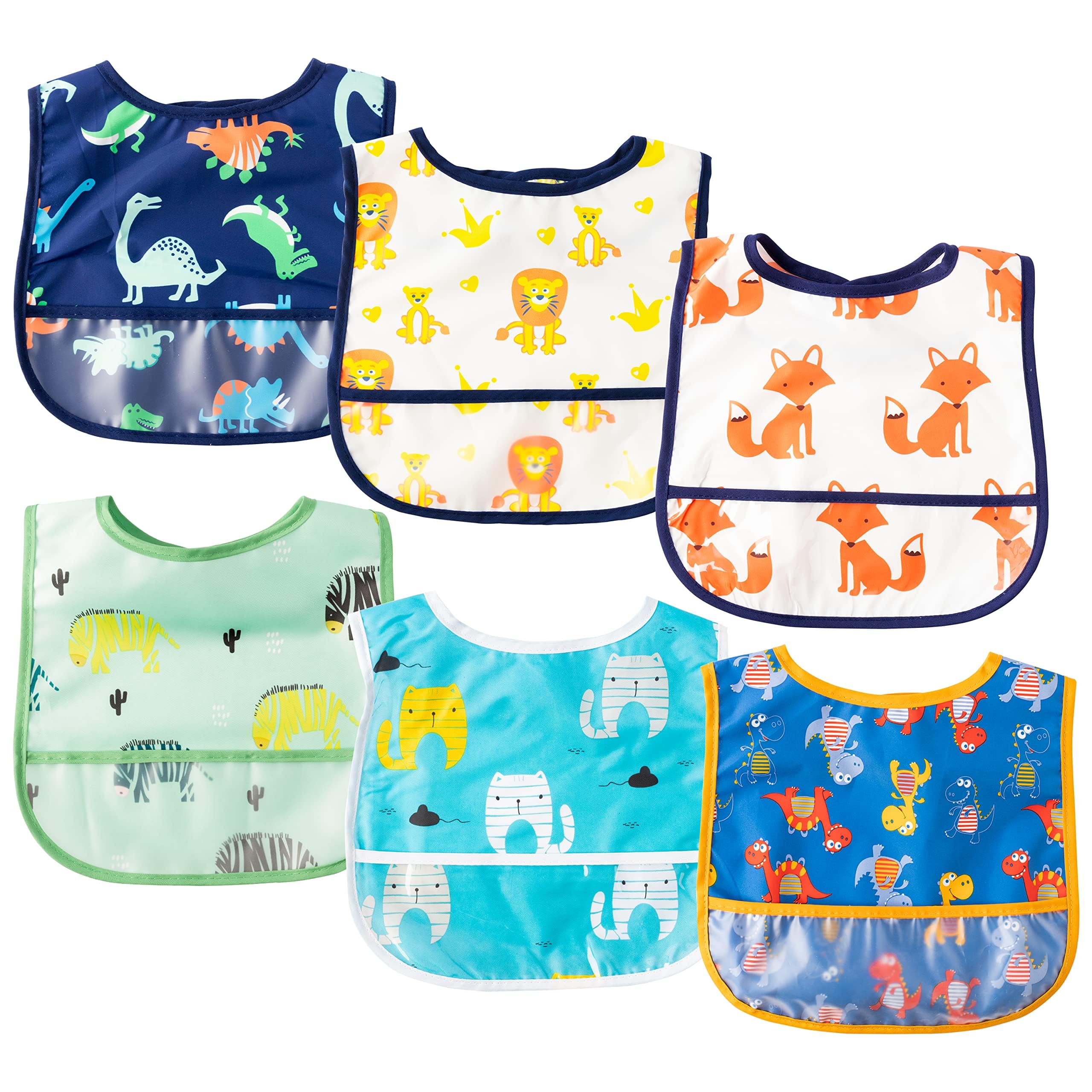2ooya bibs dinosaur pattern; adjustable and easy to wipe clean.