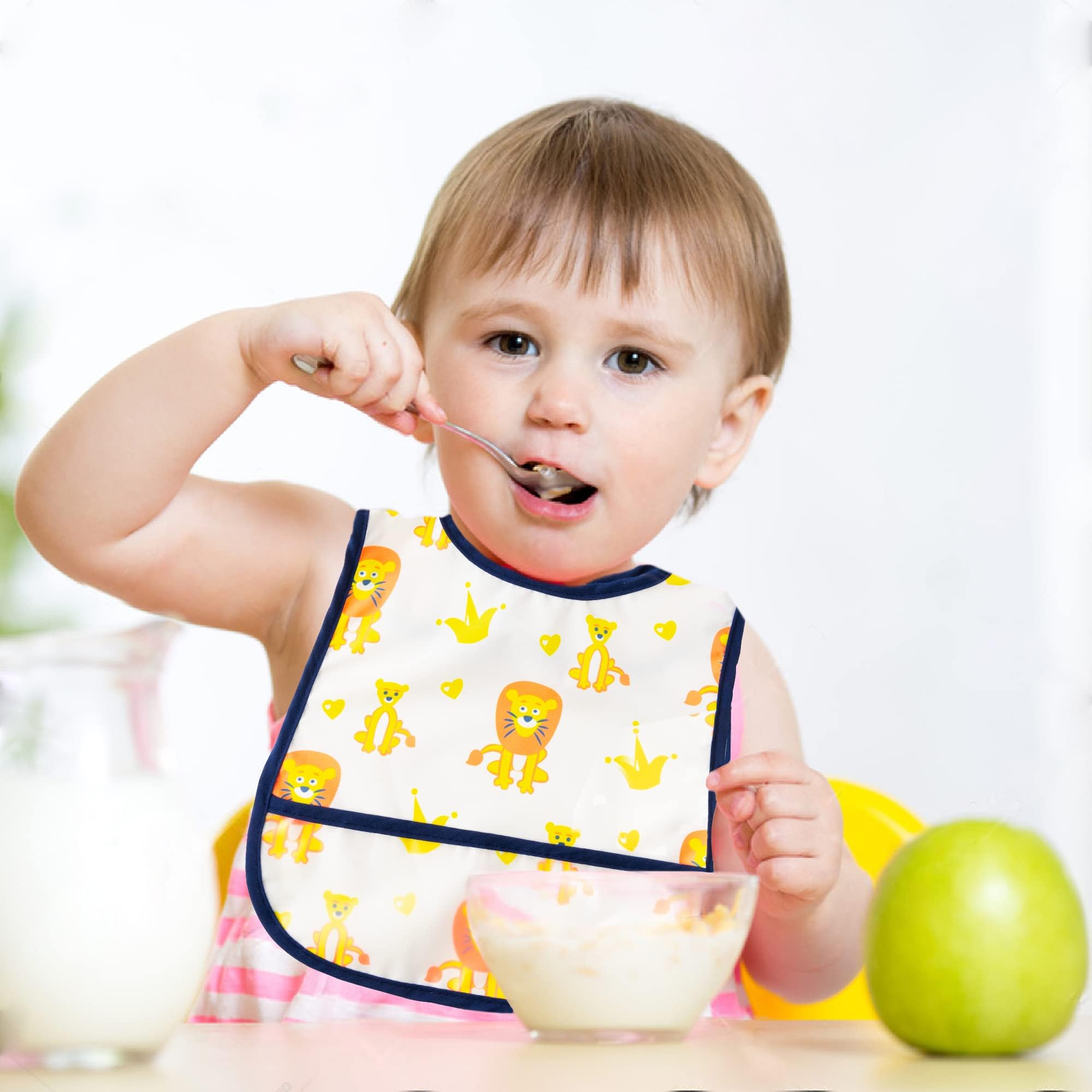 2ooya bibs lions pattern; unisex design for everyday use.