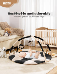2PM SPORTS Cow Theme Baby Play Mat folded for portable use during travel