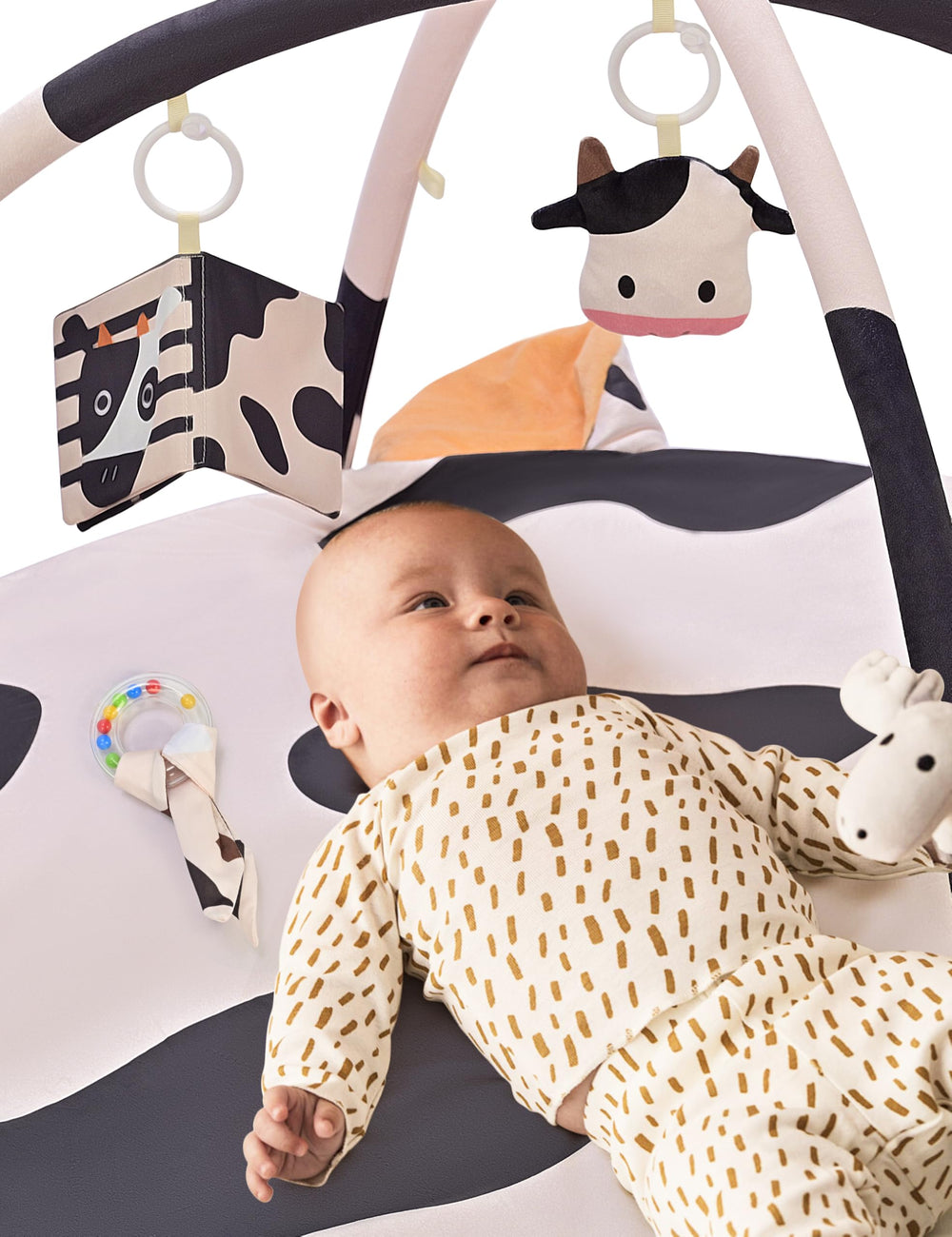 2PM SPORTS Cow Theme Baby Play Mat ultra-soft velvet surface cushions delicate skin