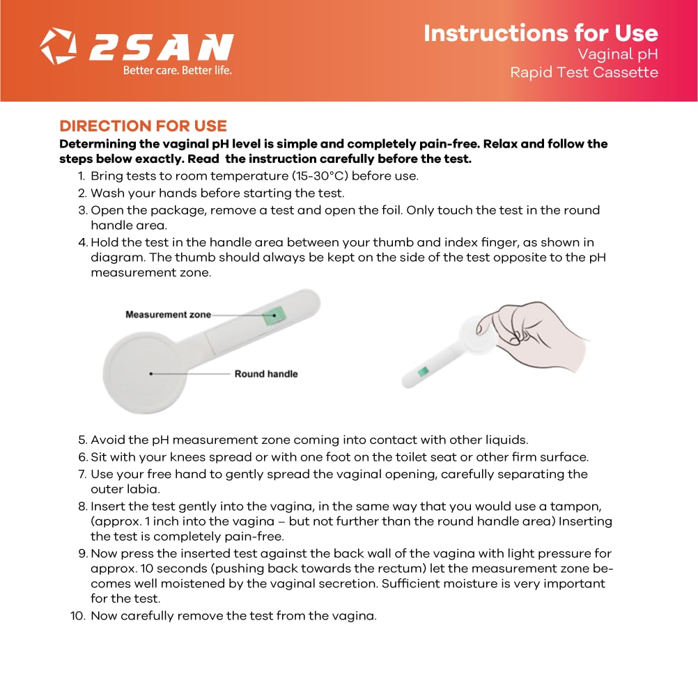 2San vaginal pH test cassette inside for quick at-home reading.