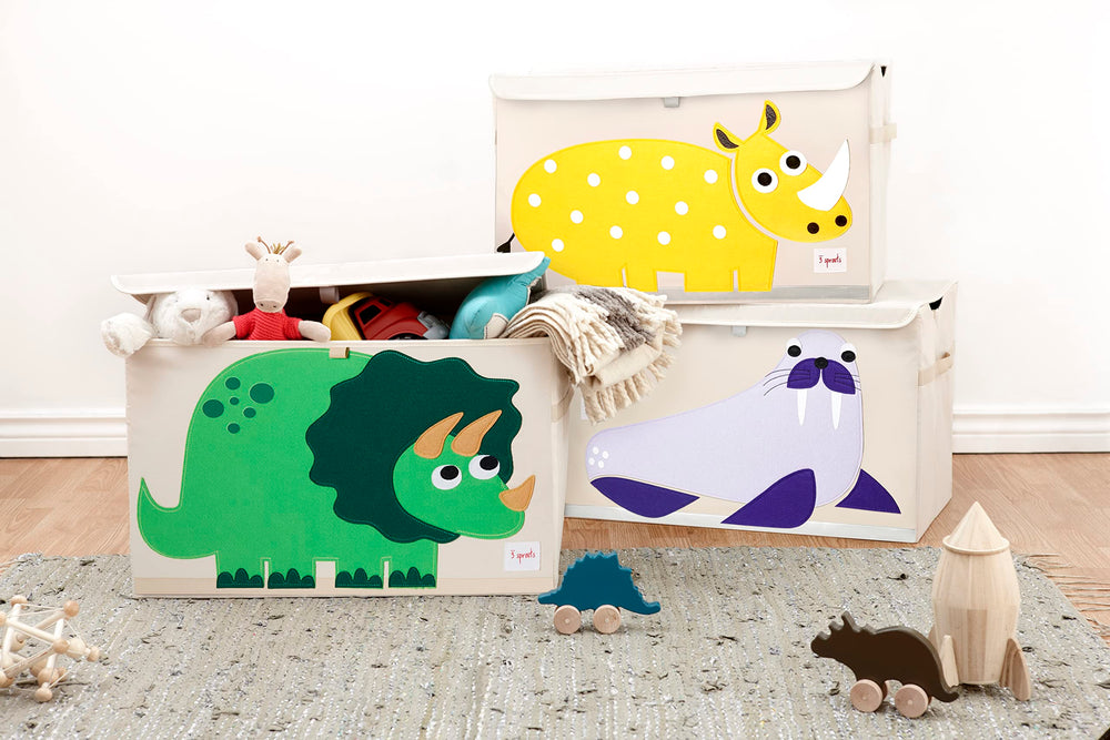 Three Sprouts animal-design fabric chest adds playful decor while organizing.