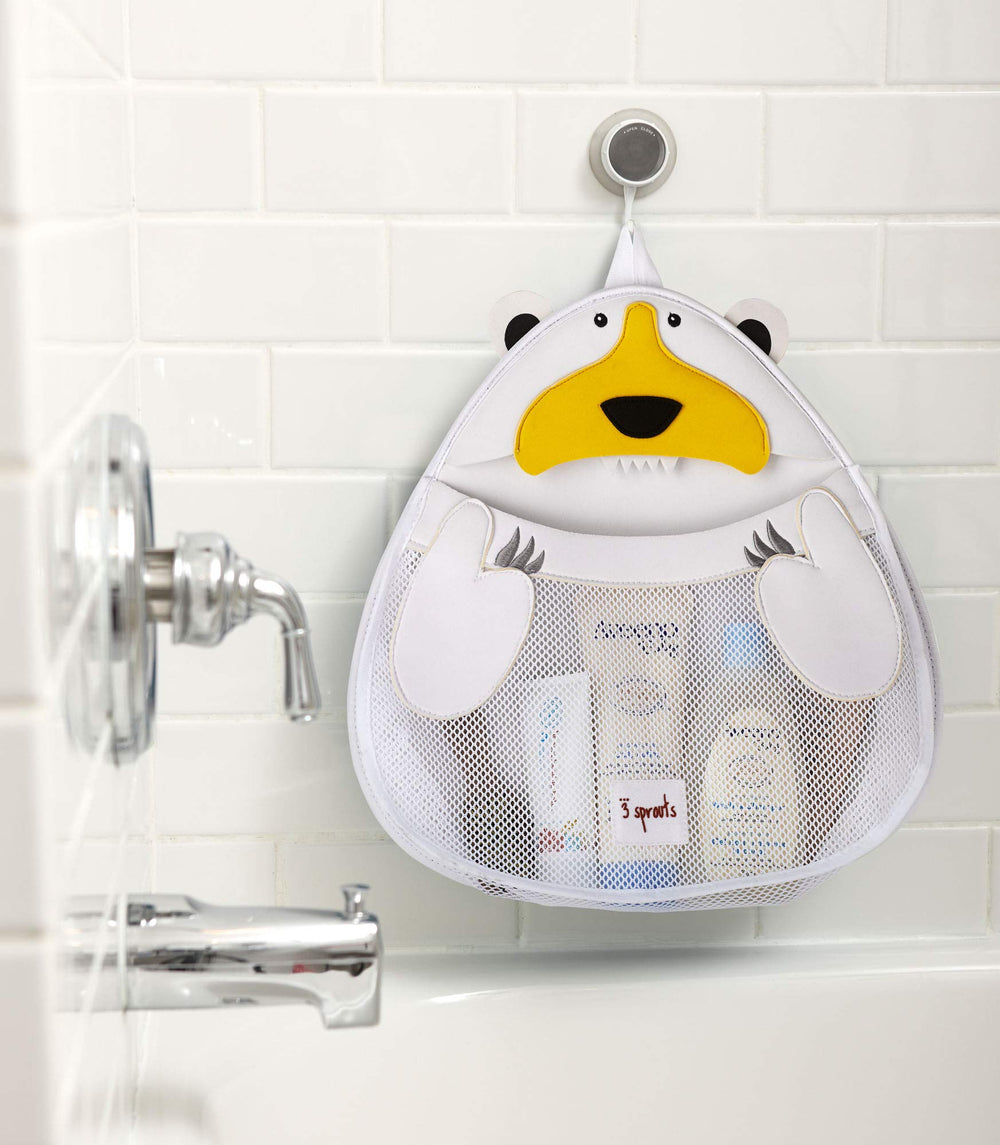 3 Sprouts bath toy holder usable in both shower and tub environments.