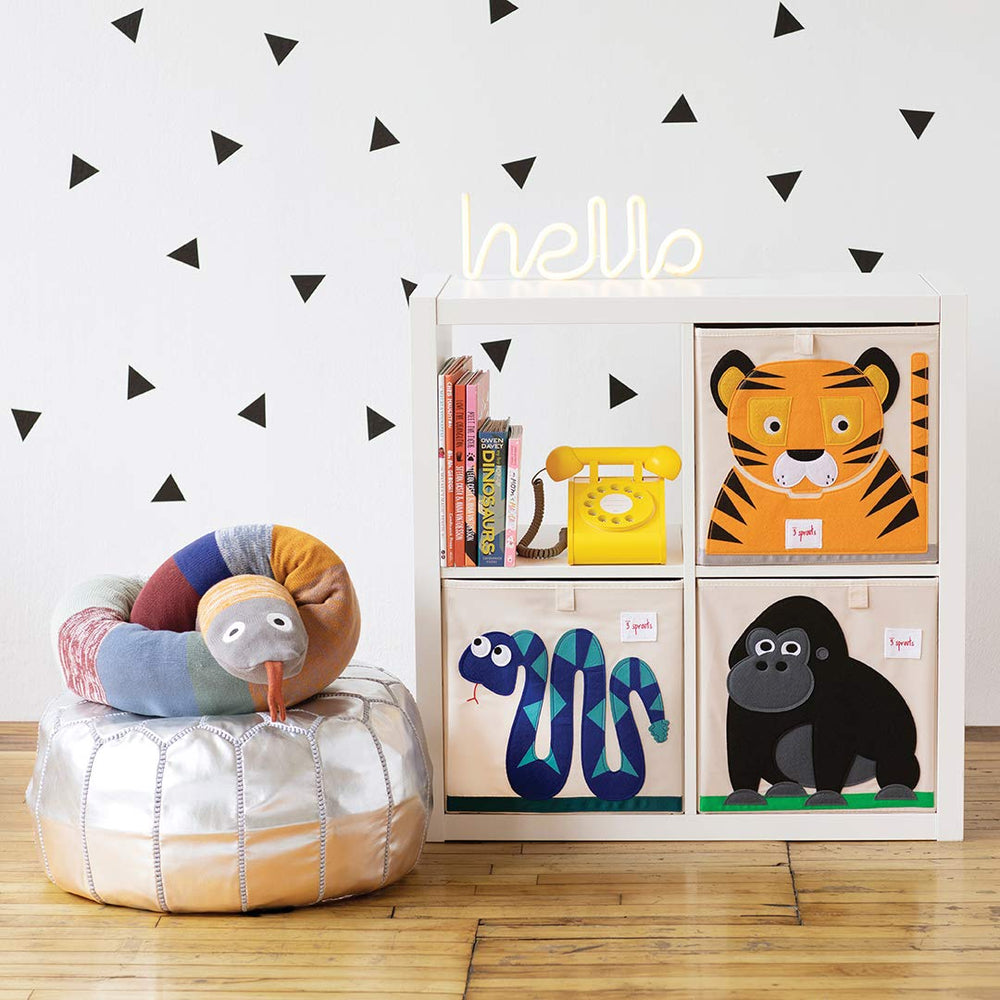 3 Sprouts books clothes storage cube tiger helps tidy bedrooms and playrooms.