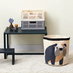 3 Sprouts bulldog-pattern toy storage bin complements nursery decor