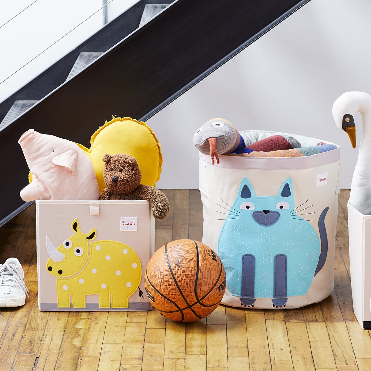A versatile storage solution for toys, blankets, and laundry in nurseries and playrooms.