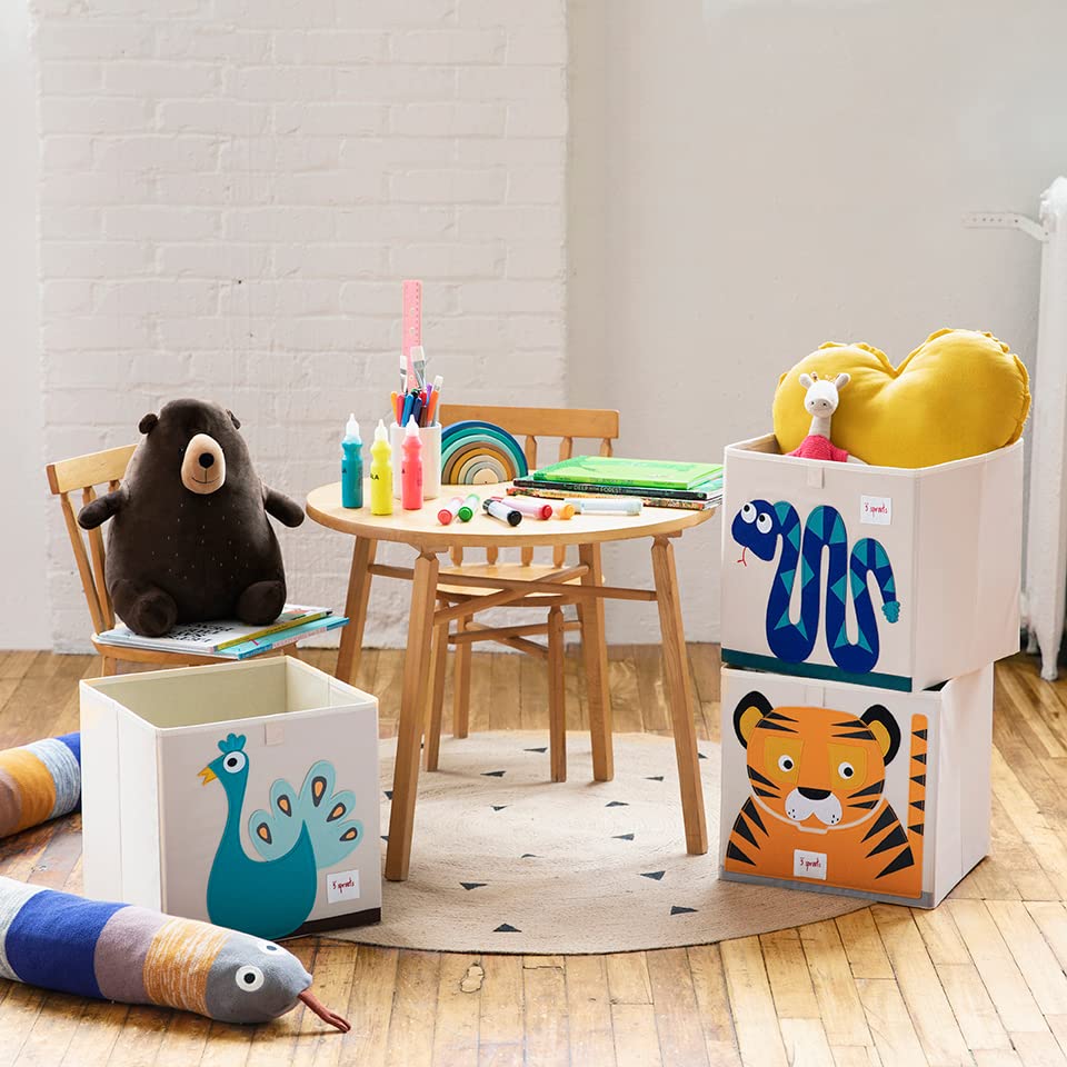 3 Sprouts collapsible organizer tiger offers versatile storage for books or toys.