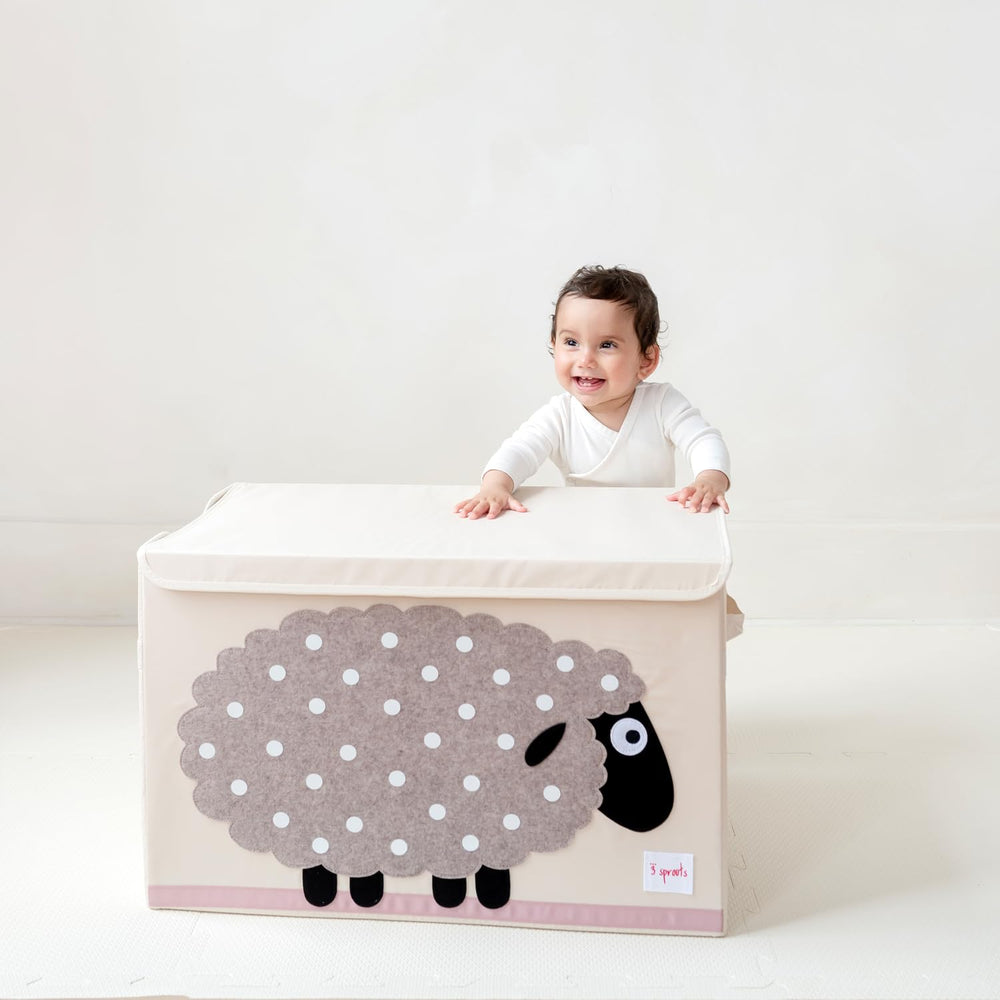 3 Sprouts collapsible toy bin folds flat for simple storage when not in use.