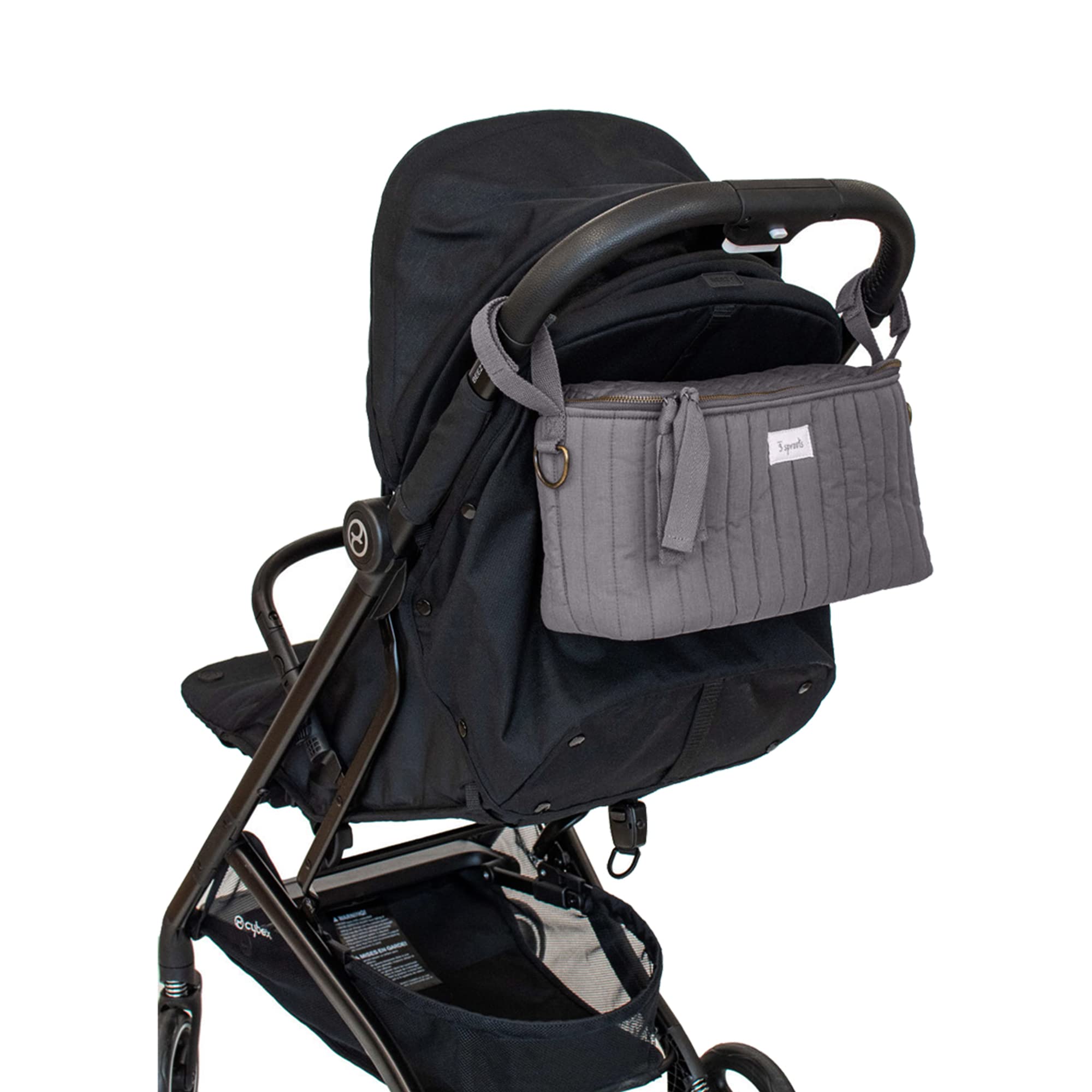 3 Sprouts gray quilted stroller accessory enhances style and organization