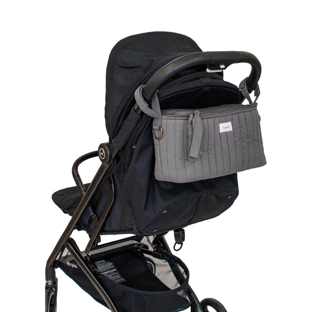 3 Sprouts gray quilted stroller accessory enhances style and organization