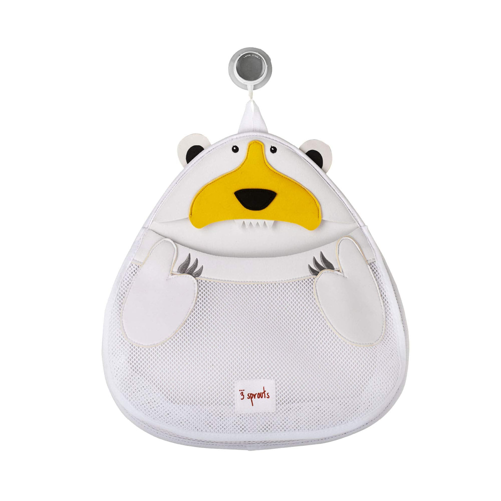 3 Sprouts polar bear hanging bath toy holder keeps toys organized and dry.