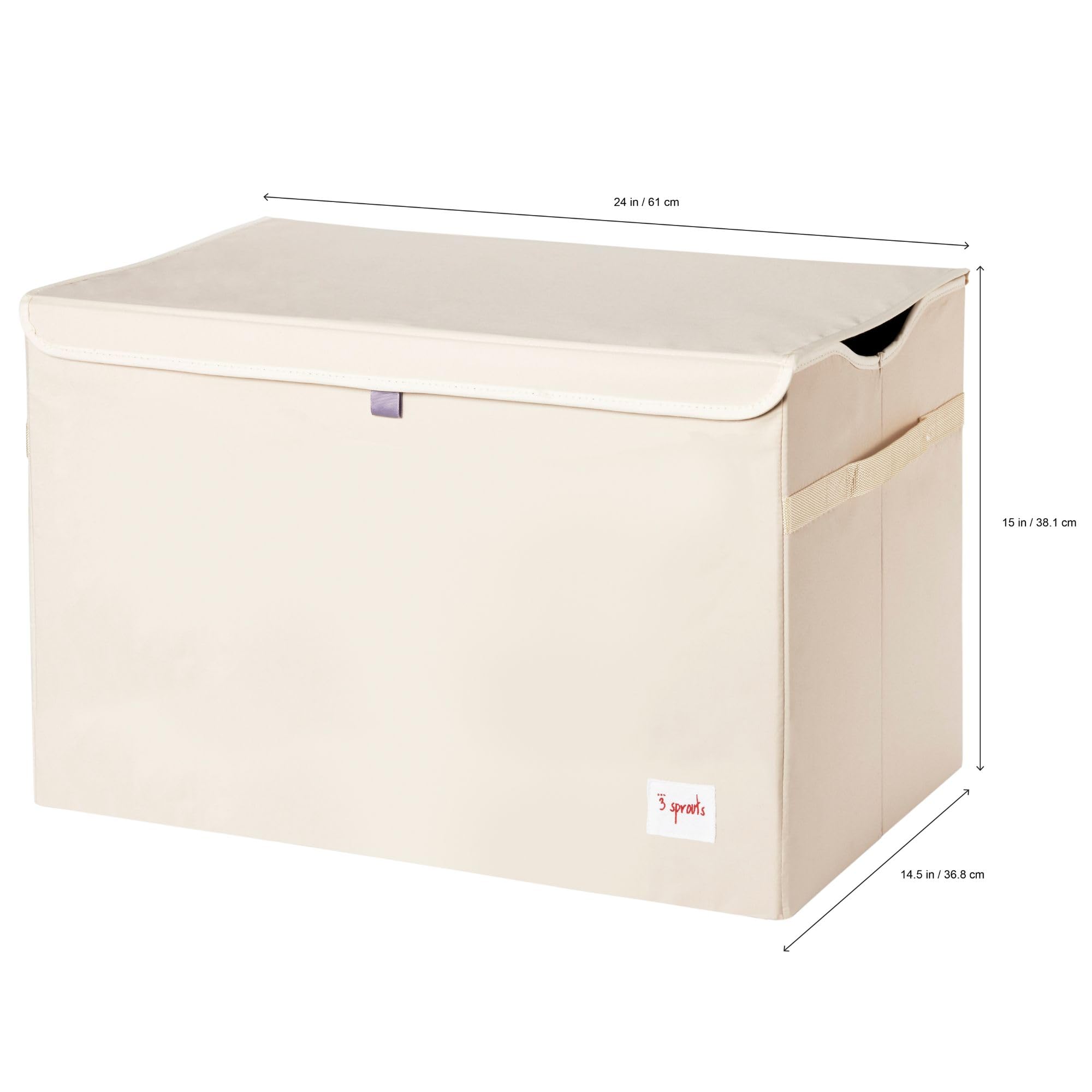 3 Sprouts toy chest with sturdy handles for easy carrying and transport.