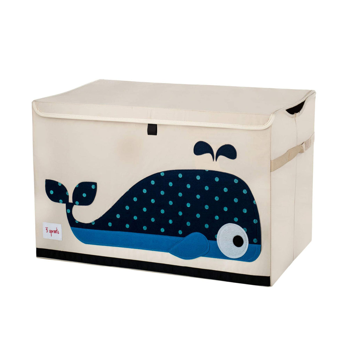3 Sprouts large toy chest lid keeps play area tidy and items out of sight.