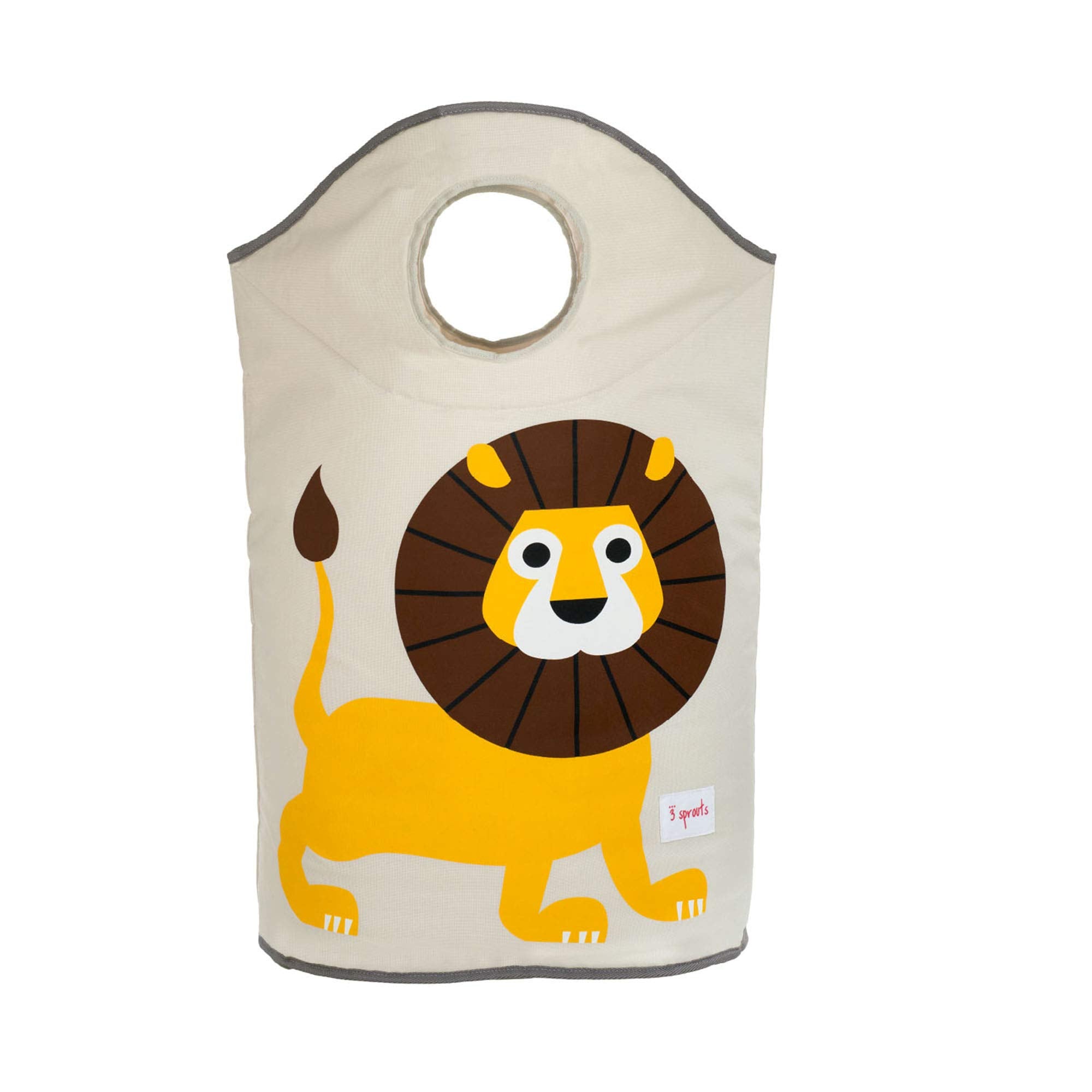 The 3 Sprouts Lion basket side view highlights breathable mesh base for airflow.