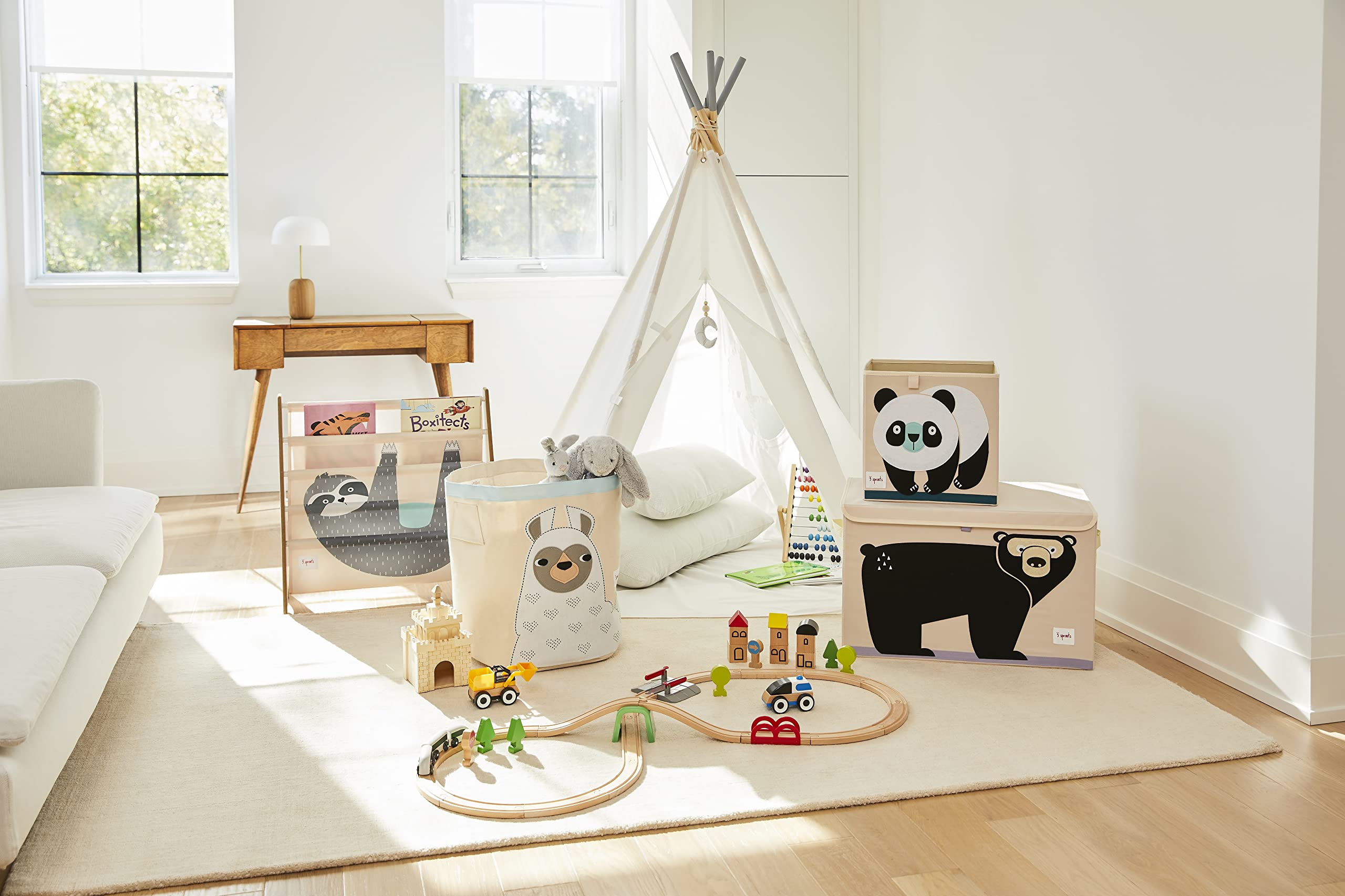 3 Sprouts panda storage basket suits nursery and playroom organization.
