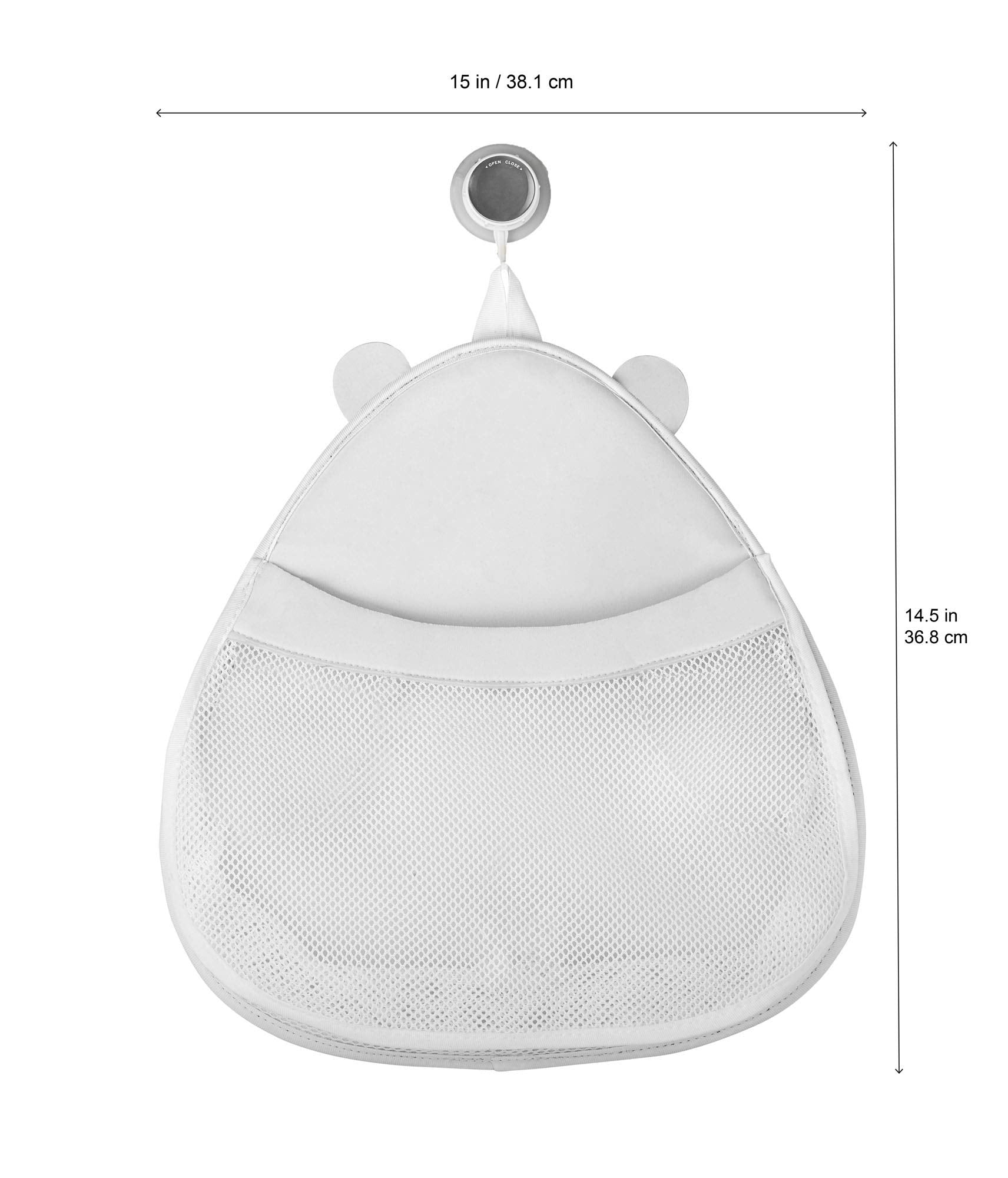 Open mesh design dries bath toys quickly in the 3 Sprouts holder.