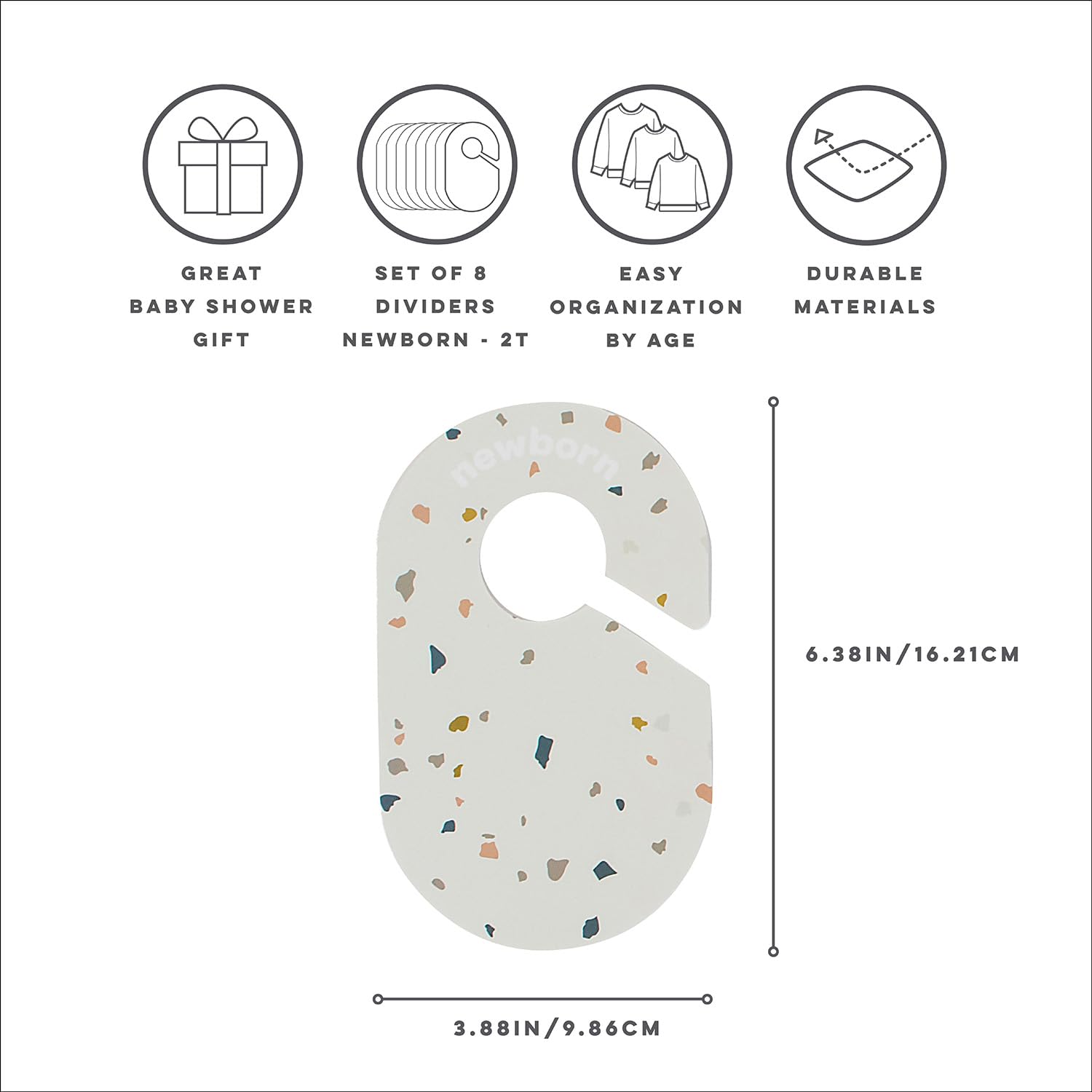 3 Sprouts size dividers from newborn to 2T for simple planning.