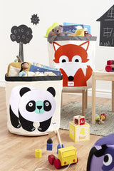 3 Sprouts panda round laundry hamper keeps laundry organized in a nursery.