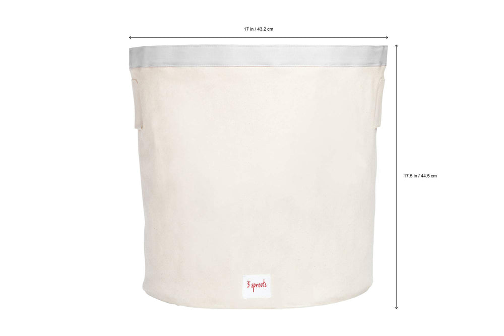 3 Sprouts round toy hamper for nursery and playroom helps reduce clutter.