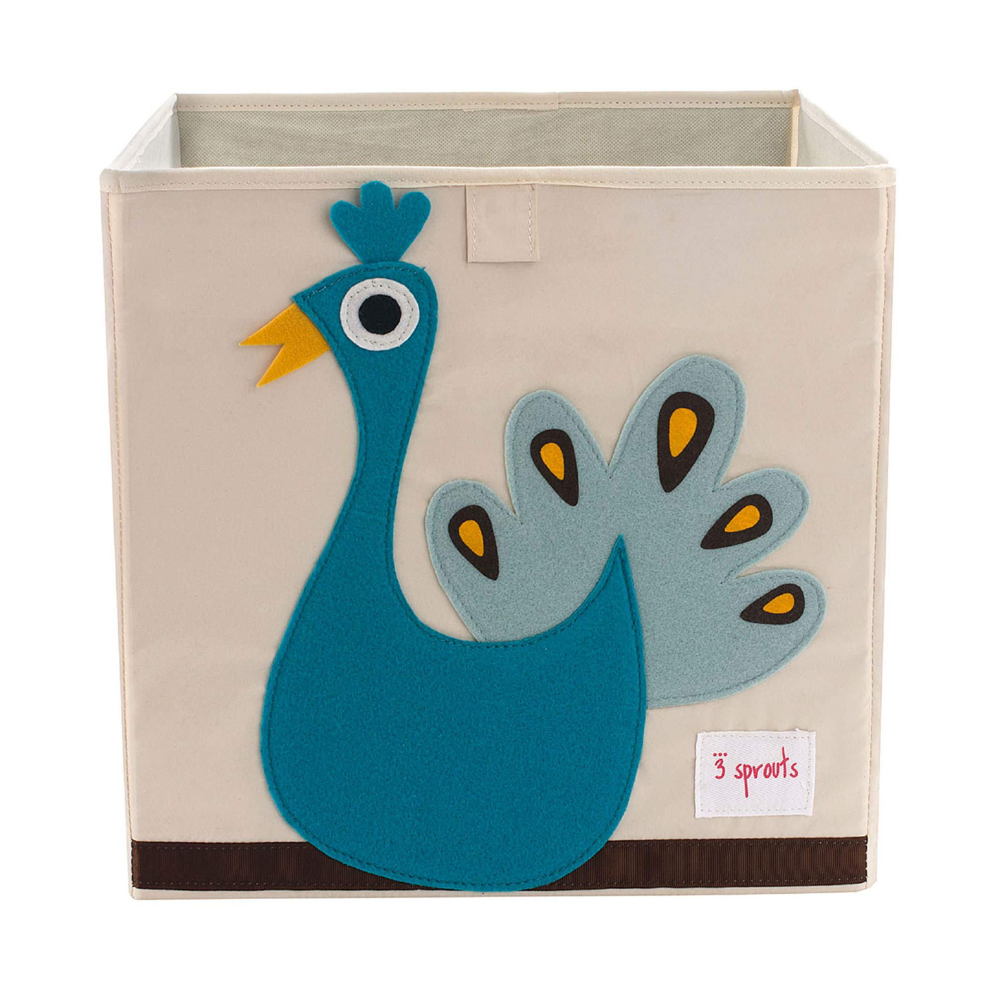 3 Sprouts toy storage cube peacock design keeps playroom organized
