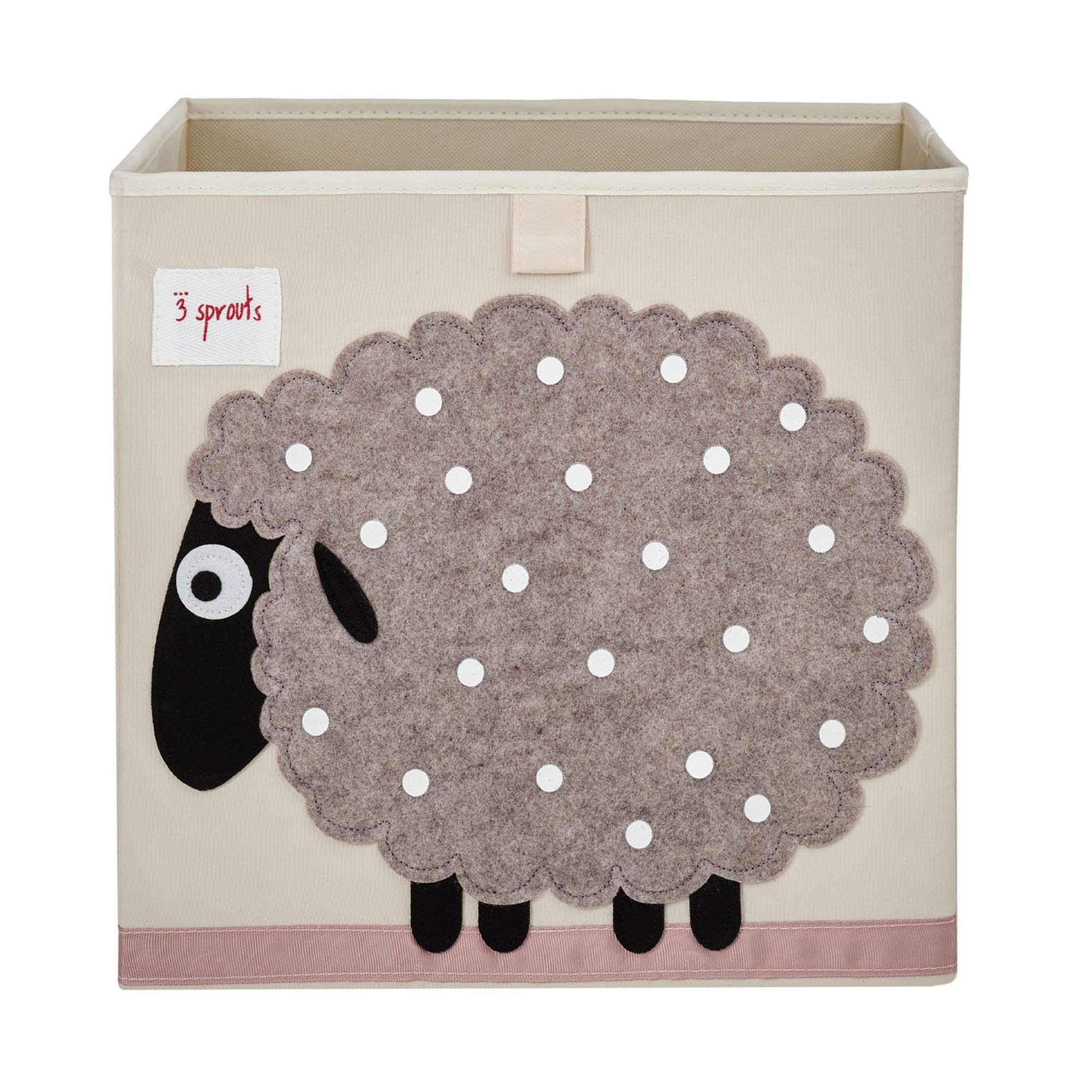 3 Sprouts toy storage cube with sheep design keeps toys organized and playful.