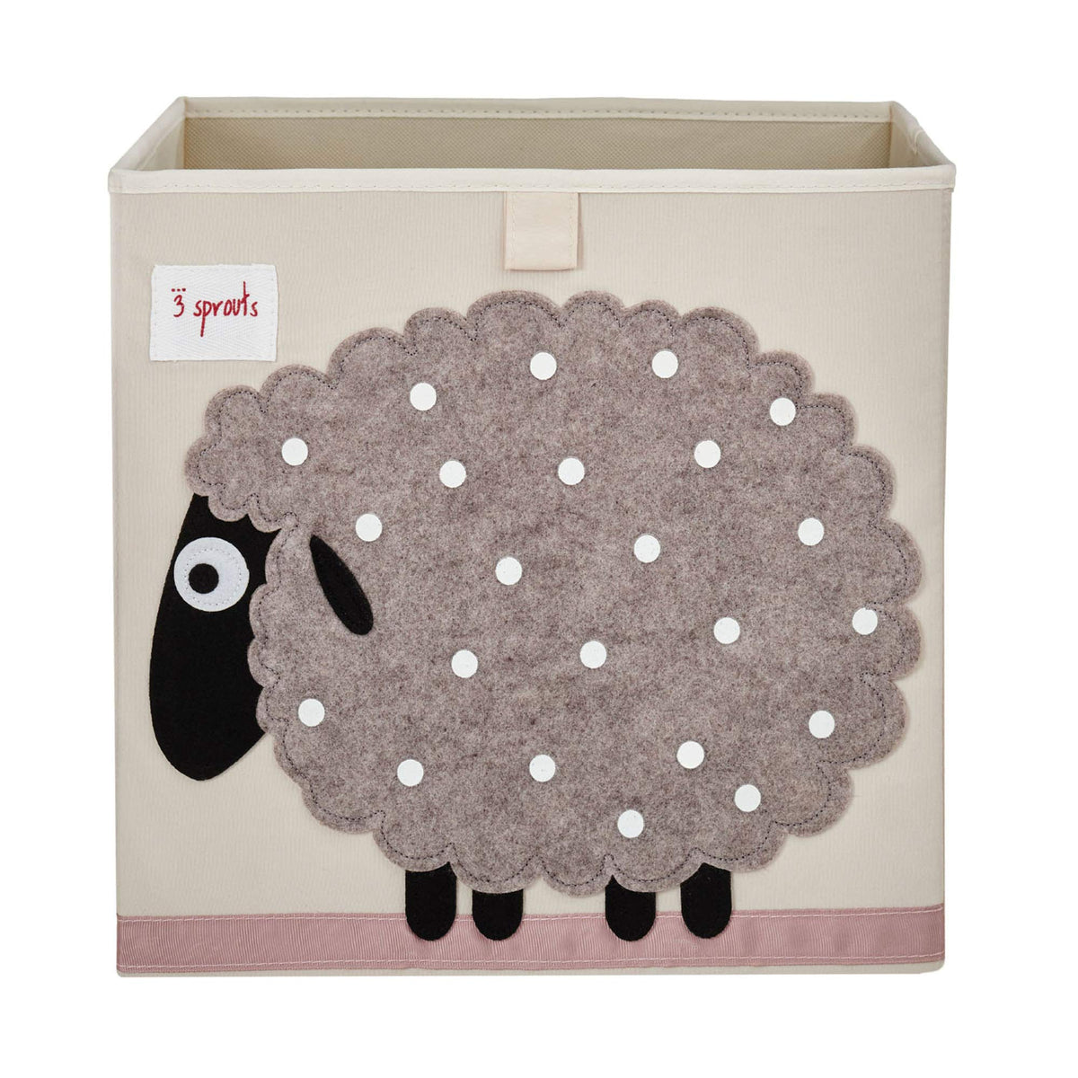 3 Sprouts toy storage cube with sheep design keeps toys organized and playful.