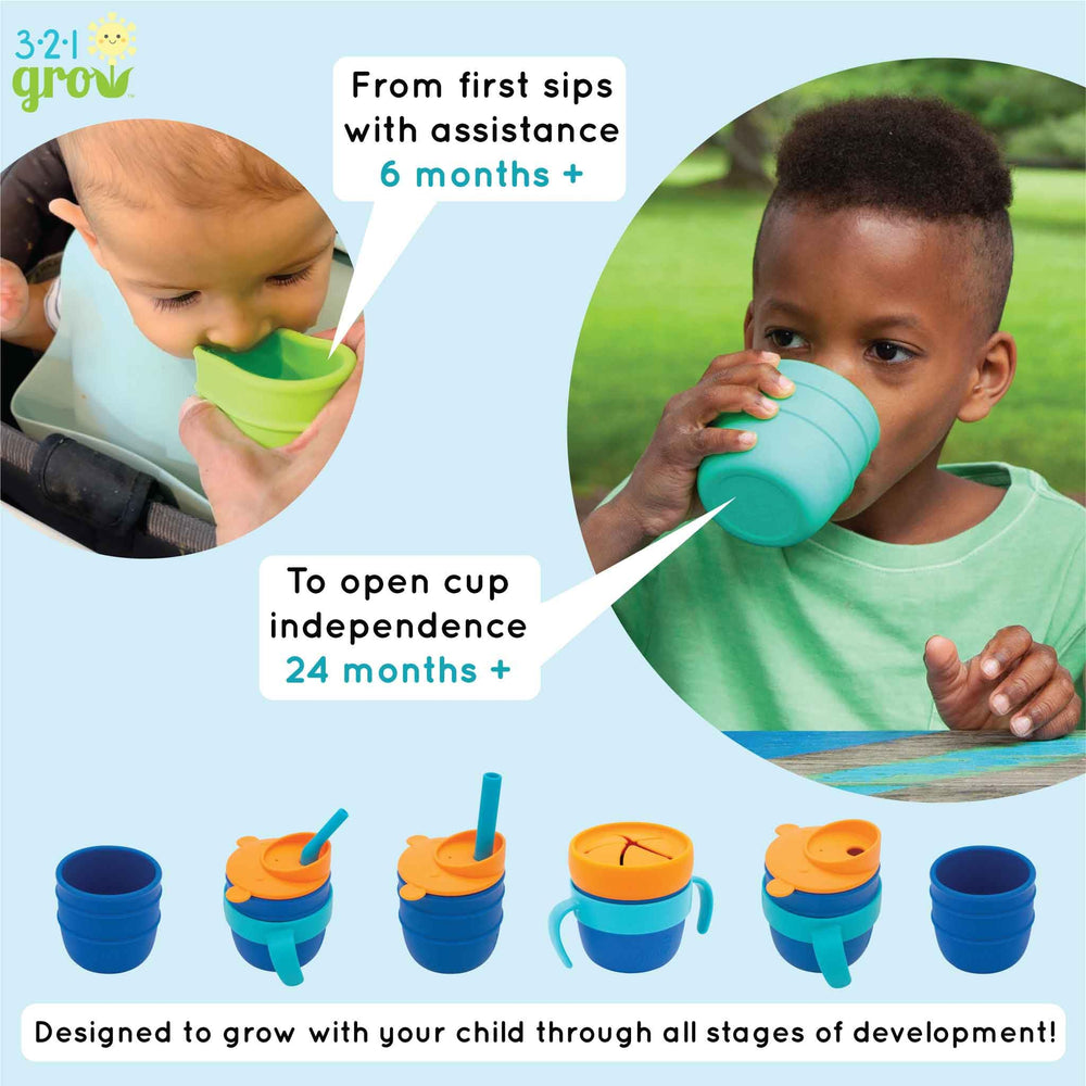 321 Grow drinking lid provides spill-free straw practice