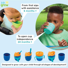 321 Grow drinking lid provides spill-free straw practice