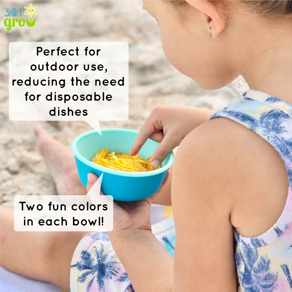 321 Grow silicone easy scoop ocean color adds bright appeal to mealtimes.