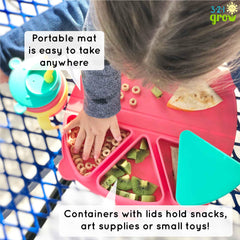 Half-cup containers ensure small portions stay tidy on 321 Grow mat