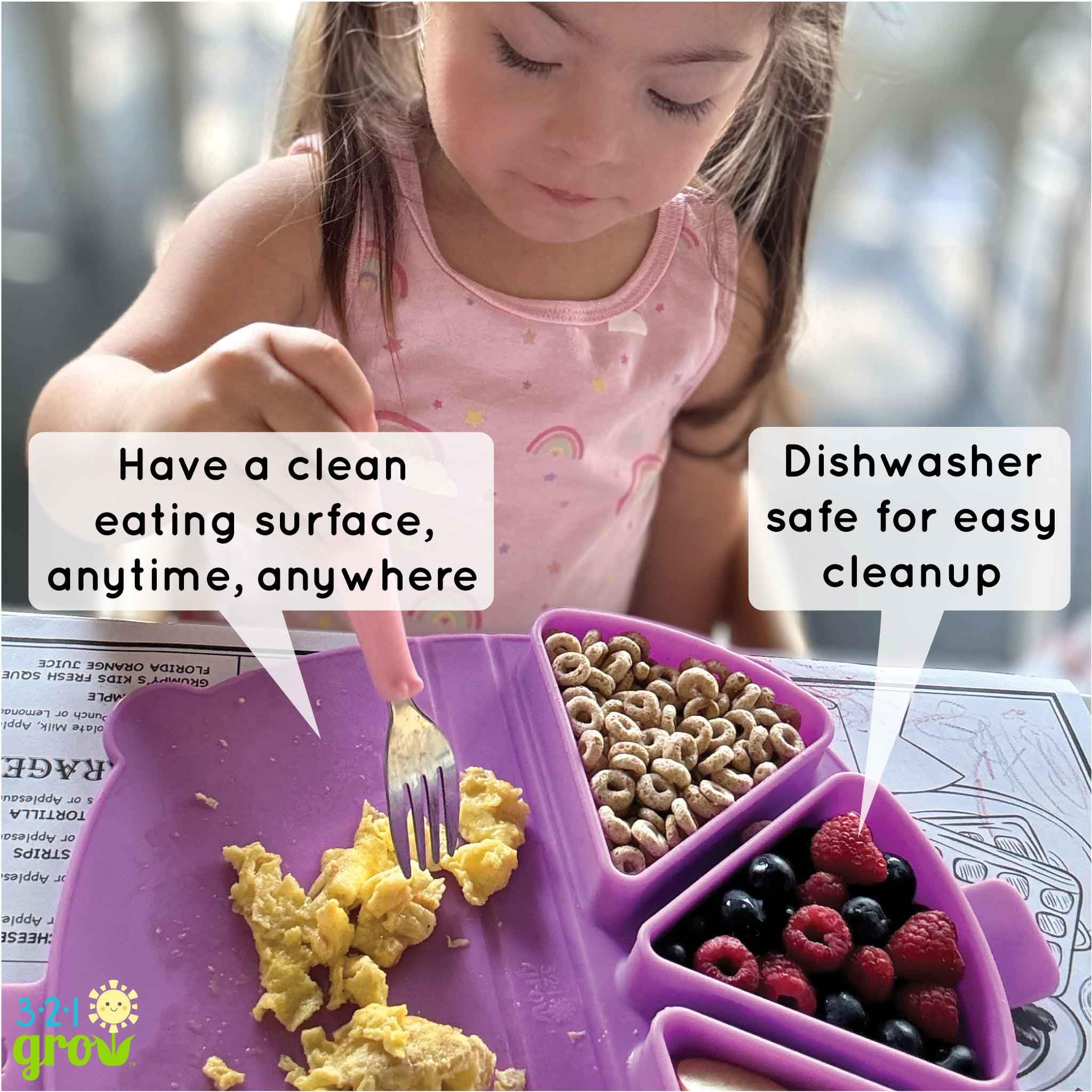 Microwave-safe design lets you reheat items easily on 321 Grow mat