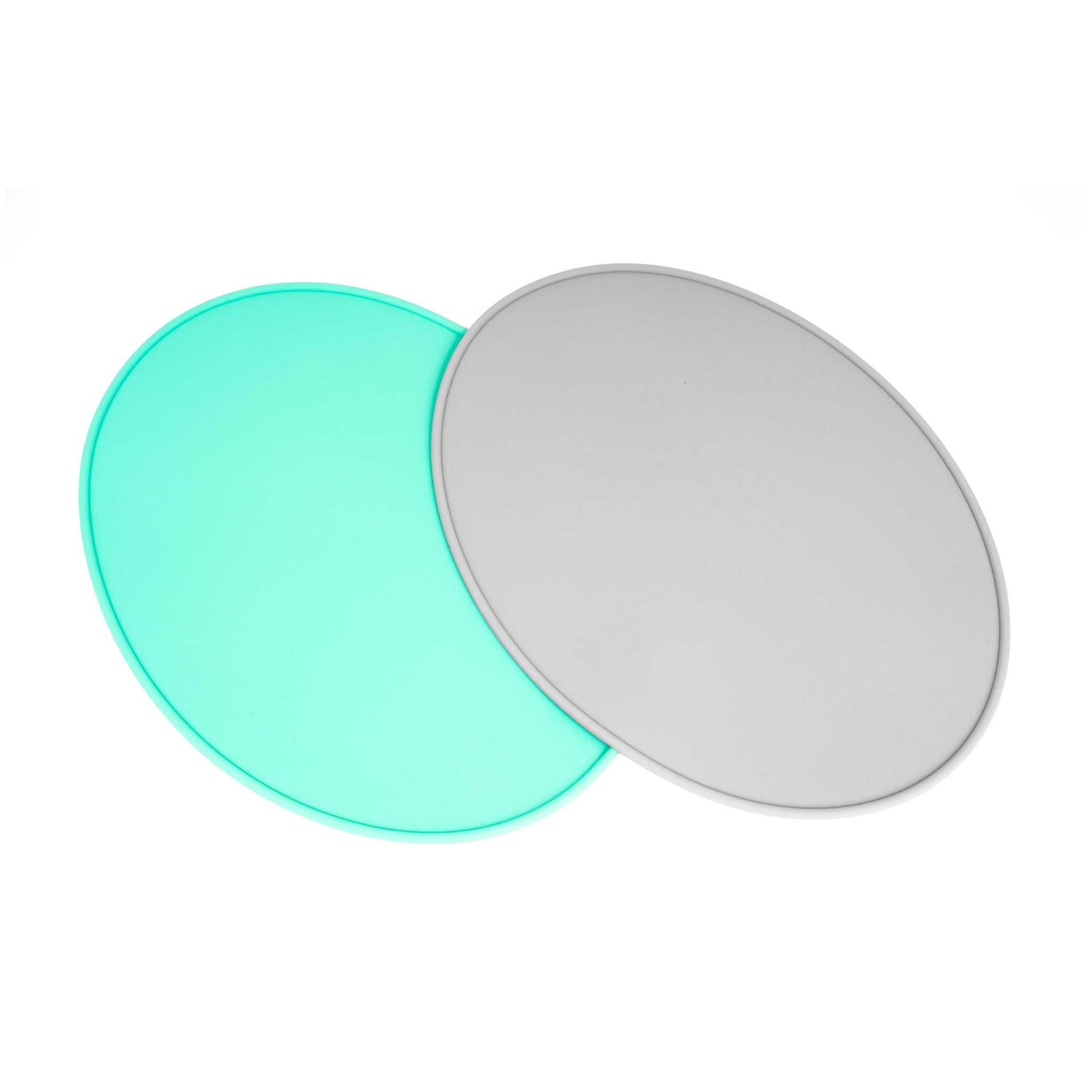 321 Grow Sit with Me placemat set laid flat in aqua for easy table setup.