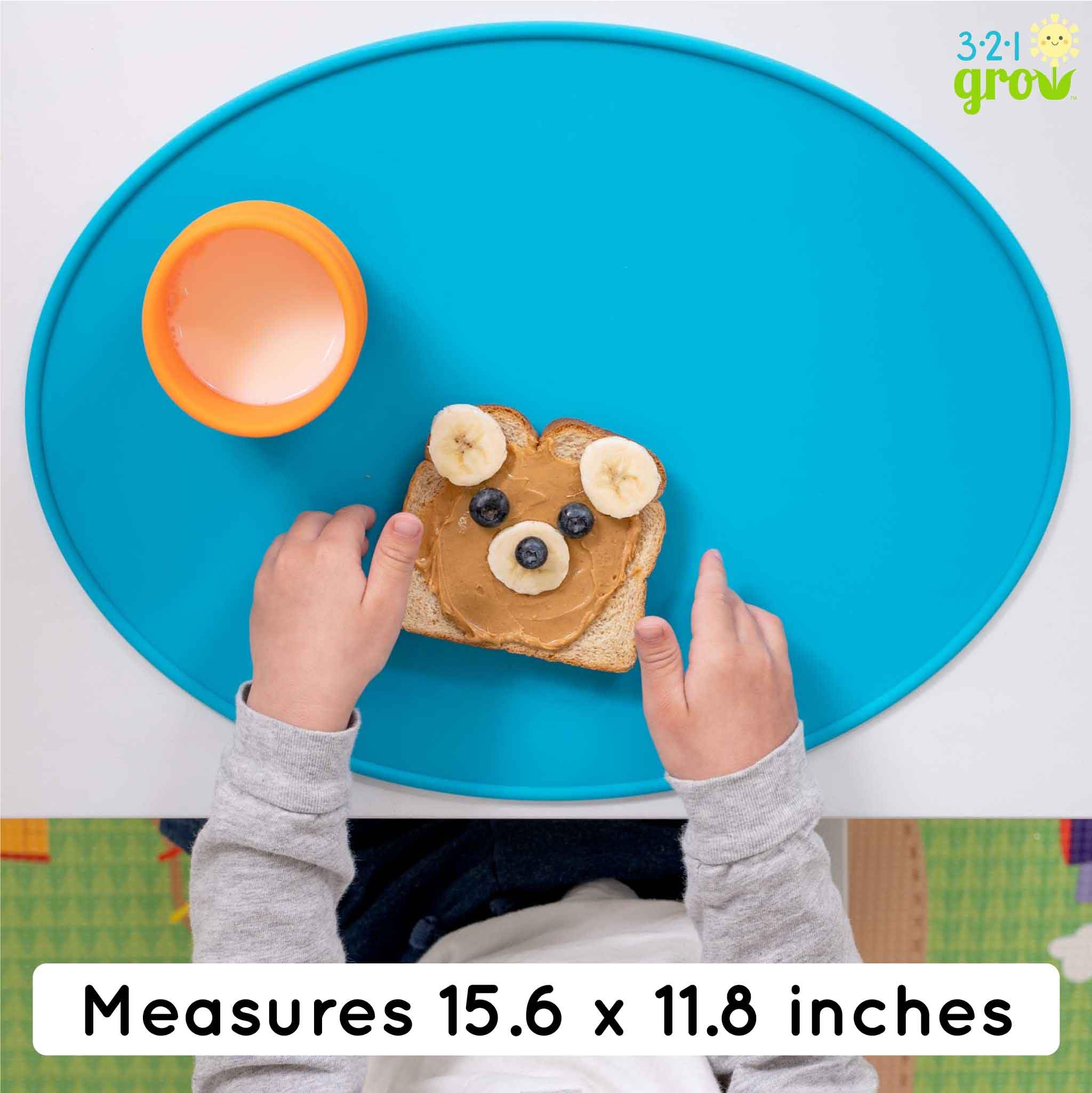 321 Grow Sit with Me placemat set rolled for compact storage.