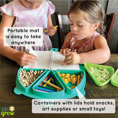 321 Grow snack mat in restaurant setting for mess-free snacking