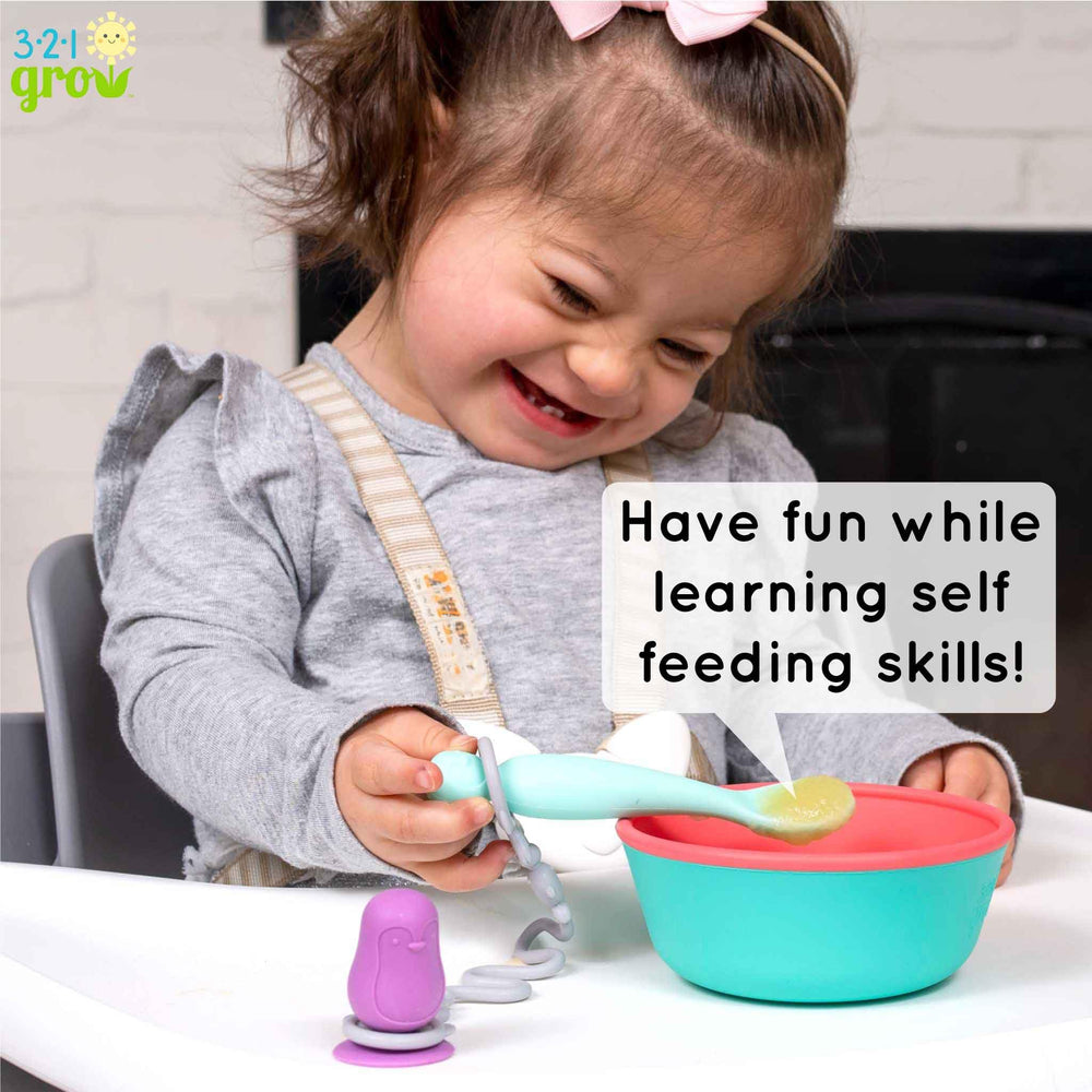321 Grow Soft spoon edge is gentle on baby's gums during feeding.