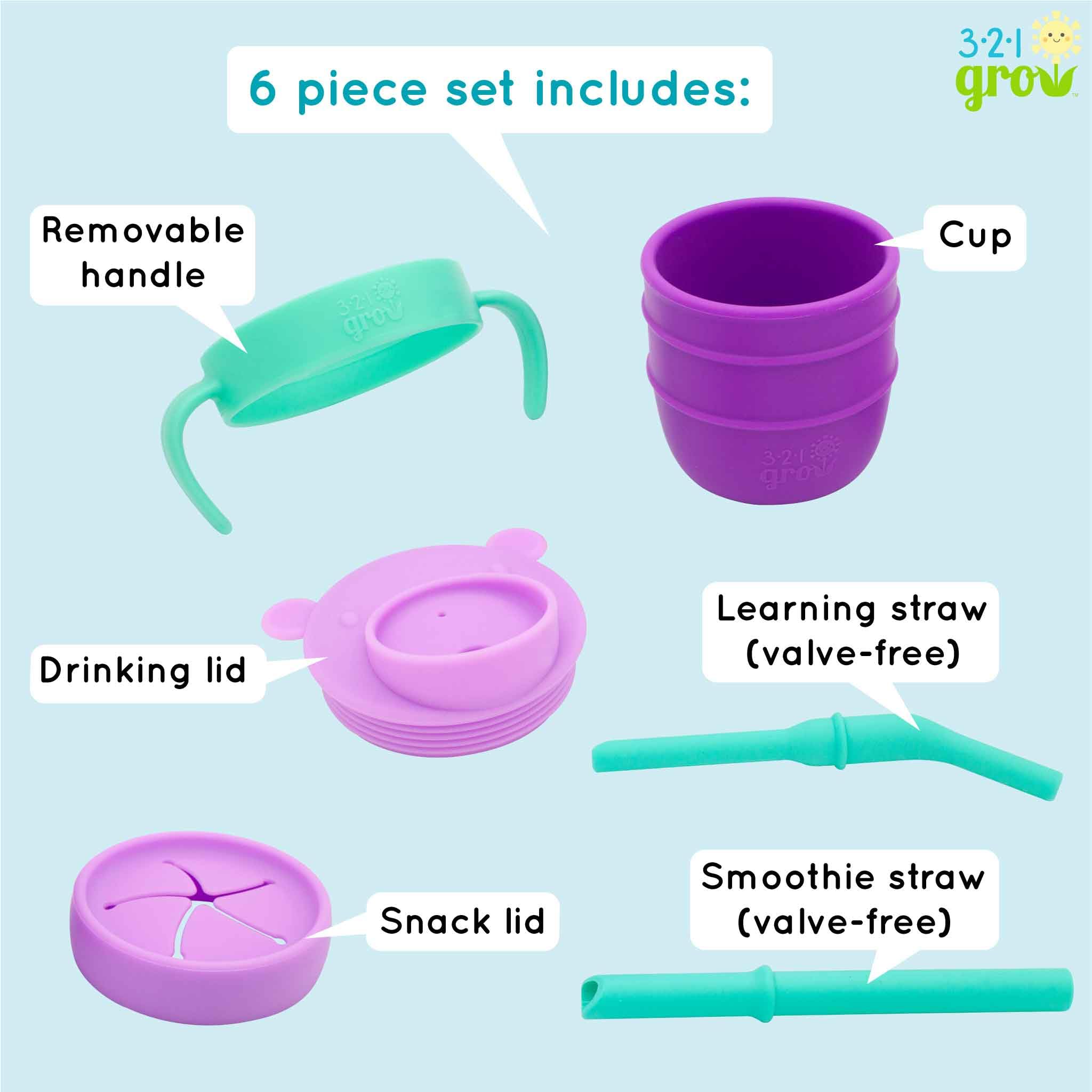 321 Grow Easy Learn removable handle adds stability for early sipper practice