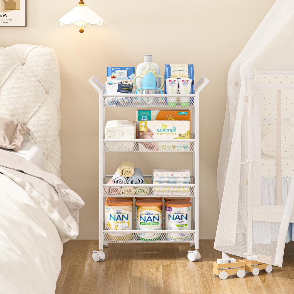 3IngSeagulls diaper cart close-up shows rust-resistant metal finish.
