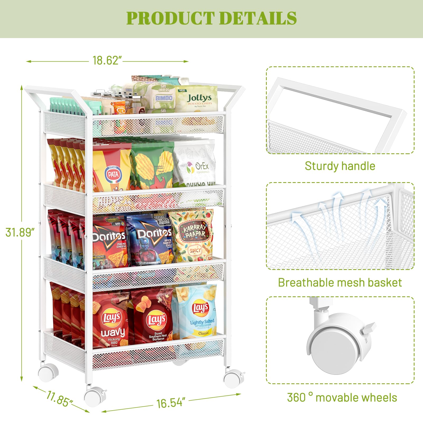 3IngSeagulls white nursery cart in a bedroom scene showcases tidy organization.