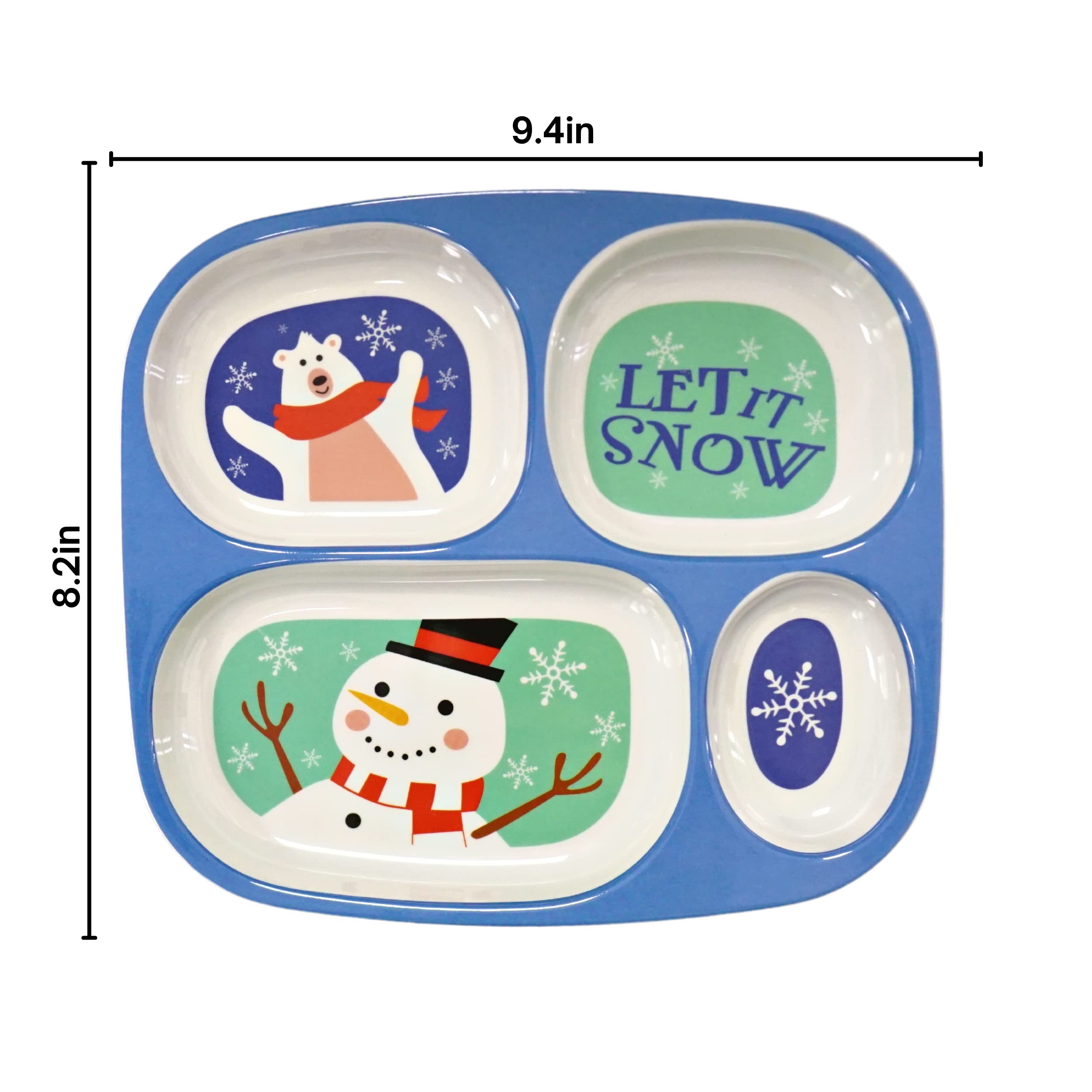4E's Novelty Christmas dinnerware set for easy, separated meal portions