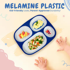 4E's Novelty construction divided plate engages young eaters at lunch with separated sections.