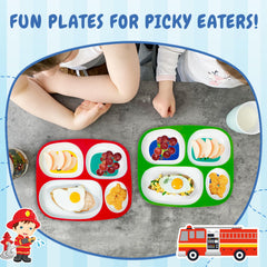 4E's Novelty dinosaur divided plate adds fun while encouraging variety in meals.